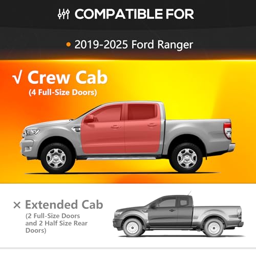 YZONA Crew Cab Running Boards for 2019-2025 Ford Ranger Supercrew Cab
| YZONA 2019-2025 Ford Ranger Supercrew Cab Runni