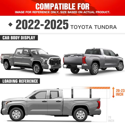 SUORTO Overland Bed Racks for Toyota Tundra 2022-2025 Ladder Rack Back Truck Rear Cross Bars with LED Light Bar